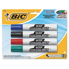 Great Erase Bold Tank-Style Dry Erase Marker, Chisel Tip, Assorted, 4/Pack