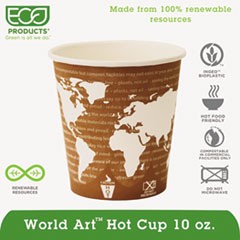 World Art Renewable and Compostable Hot Cups Convenience Pack - 10 oz, 50/Pack