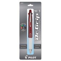 Dr. Grip 4 + 1 Ballpoint Pen/Pencil, Retractable, 0.7mm Pen/0.5mm Pencil, Black/Blue/Green/Red Ink, Burgundy Barrel