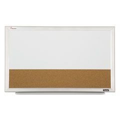 7110015680402 SKILCRAFT Quartet Cubicle Combination Boards, 22 x 32, Tan/White Surface, White Aluminum Frame