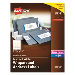 Rectangle Labels, Inkjet/Laser Printers, 7.85 x 1.75, Textured White, 5/Sheet, 10 Sheets/Pack