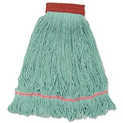 Wideband Looped-End Mop Heads, Large, Green, 12/Carton