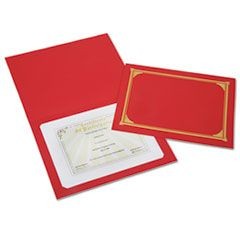 7510016272960 SKILCRAFT Gold Foil Document Cover, 12.5 x 9.75, Red, 6/Pack