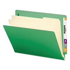 Colored End Tab Classification Folders w/ Dividers, 2 Dividers, Letter Size, Green, 10/Box