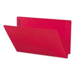 Heavyweight Colored End Tab Folders with Two Fasteners, Straight Tab, Legal Size, Red, 50/Box