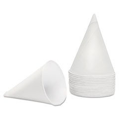 Rolled Rim, Poly Bagged  Paper Cone Cups, 4.5oz, White, 5000/Carton