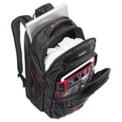 Tectonic PFT Backpack, Fits Devices Up to 17", Ballistic Nylon, 13 x 9 x 19, Black/Red