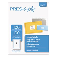 PRES-a-ply (8 1/2" x 11") (White Copier) (1 Label/Sheet) (100 Sheets/Box) (Interchangeable with Avery# 5165)