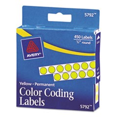 Handwrite-Only Permanent Self-Adhesive Round Color-Coding Labels in Dispensers, 0.25