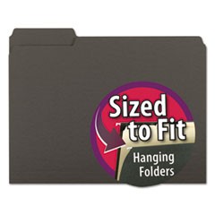 Interior File Folders, 1/3-Cut Tabs: Assorted, Letter Size, 0.75" Expansion, Black/Gray, 100/Box