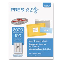 PRES-a-ply Laser/Ink Address Labels (1/2" x 1 3/4") (White) (80 Labels/Sheet) (100 Sheets/Box) (Interchangeable with Avery 5167)