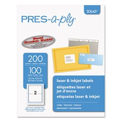 PRES-a-ply Laser/Ink Internet Shipping Labels (5 1/2" x 8 1/2") (White) (2 Labels/Sheet) (100 Sheets/Pkg) (Interchangeable with Avery# 5126)