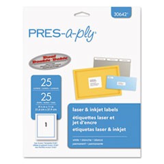 PRES-a-ply Laser/Ink Shipping Labels (8 1/2" x 11") (White) (1 Label/Sheet) (25 Sheets/Pkg) (Interchangeable with Avery# 5365)