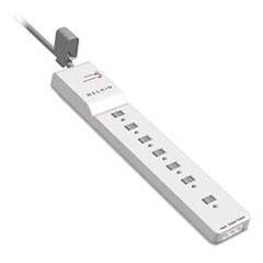 Home/Office Surge Protector, 7 AC Outlets, 6 ft Cord, 2,320 J, White