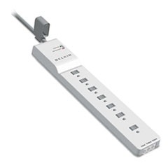 Home/Office Surge Protector, 7 AC Outlets, 12 ft Cord, 2,160 J, White