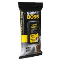 Grime Boss Hand and Surface Wipes, White, 8.2 x 9.8, 30/Pack