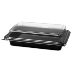 Carryout Hinged Plastic Deli Boxes, 6.2 x 8.7 x 2.2, Black/Clear, 200/Carton