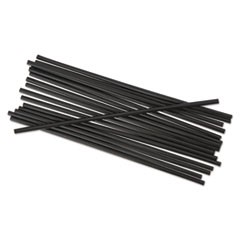 Unwrapped Single-Tube Stir-Straws, 5 1/4", Black, 1000/Pack