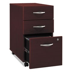 Series C Collection 3 Drawer Mobile Pedestal (Assembled), 15.75w x 20.25d x 27.88h, Mahogany