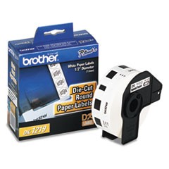 Brother 12mm (1/2") Round Die-Cut Paper Label (1,200 Labels/Pkg)