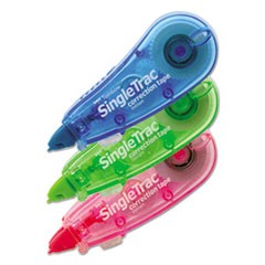 SingleTrac Correction Tape, Non-Refillable, 1/6" x 236", 3/Pack