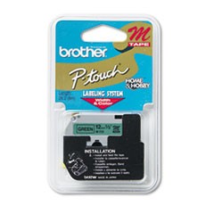 Brother 12mm (1/2") Black on Metallic Green Non-Laminated Tape (8m/26.2') (1/Pkg)