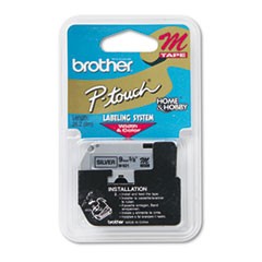 Brother 9mm (3/8") Black on Silver Non-Laminated Tape (8m/26.2') (1/Pkg)