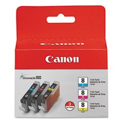 Canon (CLI-8) C/M/Y Color Ink Tank Combo Pack (Includes 1 Each of OEM# 0621B002, 0622B002, 0623B002)