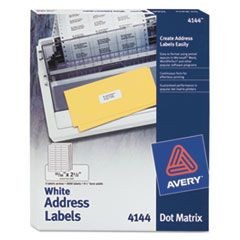 Dot Matrix Mailing Labels, 3 Across, 15/16 x 2 1/2, White, 3000/Box