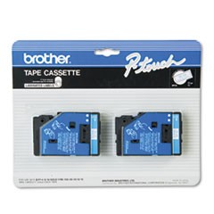 Brother 12mm (1/2") Blue on White Laminated Tape (7.7m/25') (2/Pkg)