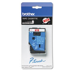 Brother 9mm (3/8") White on Red Laminated Tape (7.7m/25') (1/Pkg)