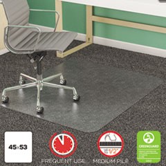 SuperMat Frequent Use Chair Mat, Med Pile Carpet, 45 x 53, Beveled Rectangle, Clear