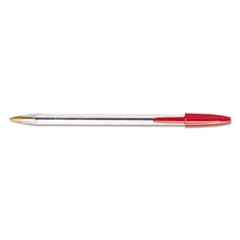 Cristal Xtra Smooth Ballpoint Pen, Stick, Medium 1 mm, Red Ink, Clear Barrel, Dozen