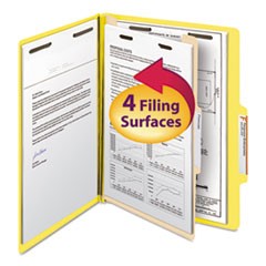 Colored Top Tab Classification Folders, 1 Divider, Letter Size, Yellow, 10/Box