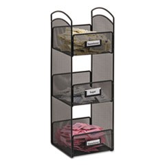 Onyx Breakroom Organizers, 3 Compartments, 6 x 6 x 18, Steel Mesh, Black