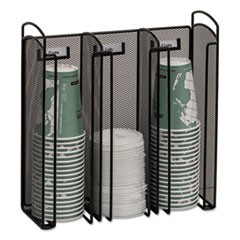 Onyx Breakroom Organizers, 3Compartments, 12.75x4.5x13.25, Steel Mesh, Black