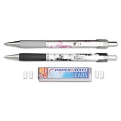 Design Mechanical Pencil Starter Set, 0.7 mm, Stainless Steel/Black/Pink Floral