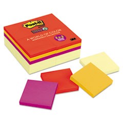 Note Pads Office Pack, 3 x 3, Canary Yellow/Marrakesh, 90-Sheet, 24/Pack