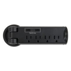 Pull-Up Power Module, 4 outlets, 2 USB Ports, 8 ft Cord, Black