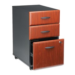 Mobile Pedestal File, Left/Right, 3-Drawers: Box/Box/File, Legal/Letter/A4/A5, Hansen Cherry/Galaxy, 15.75" x 20.25" x 27.88"