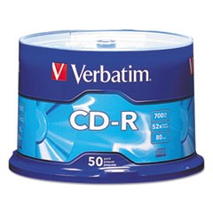 Verbatim 94691 CD Recordable Media - CD-R - 52x - 700 MB - 50 Pack Spindle