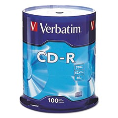 Verbatim CD-R 700MB 52X with Branded Surface - 100pk Spindle