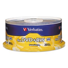 DVD+RW Discs, 4.7GB, 4x, Spindle, 30/Pack