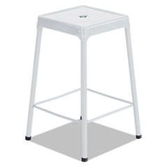 Counter-Height Steel Stool, White