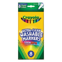 Ultra-Clean Washable Markers, Fine Bullet Tip, Assorted Colors, 8/Pack