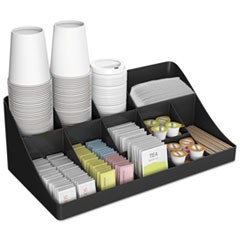 11-Compartment Coffee Condiment Organizer, 18 1/4 x 6 5/8 x 9 7/8, Black