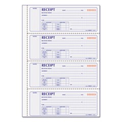 Money Receipt Book, Softcover, Two-Part Carbonless, 7 x 2.75, 4 Forms/Sheet, 200 Forms Total