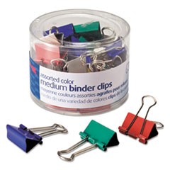 Assorted Colors Binder Clips, Medium, 24/Pack