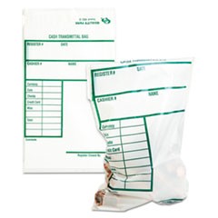 Cash Transmittal Bags w/Printed Info Block, 6 x 9, Clear, 100 Bags/Pack