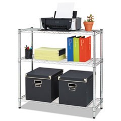 Residential Wire Shelving, Three-Shelf, 36w x 14d x 36h, Silver